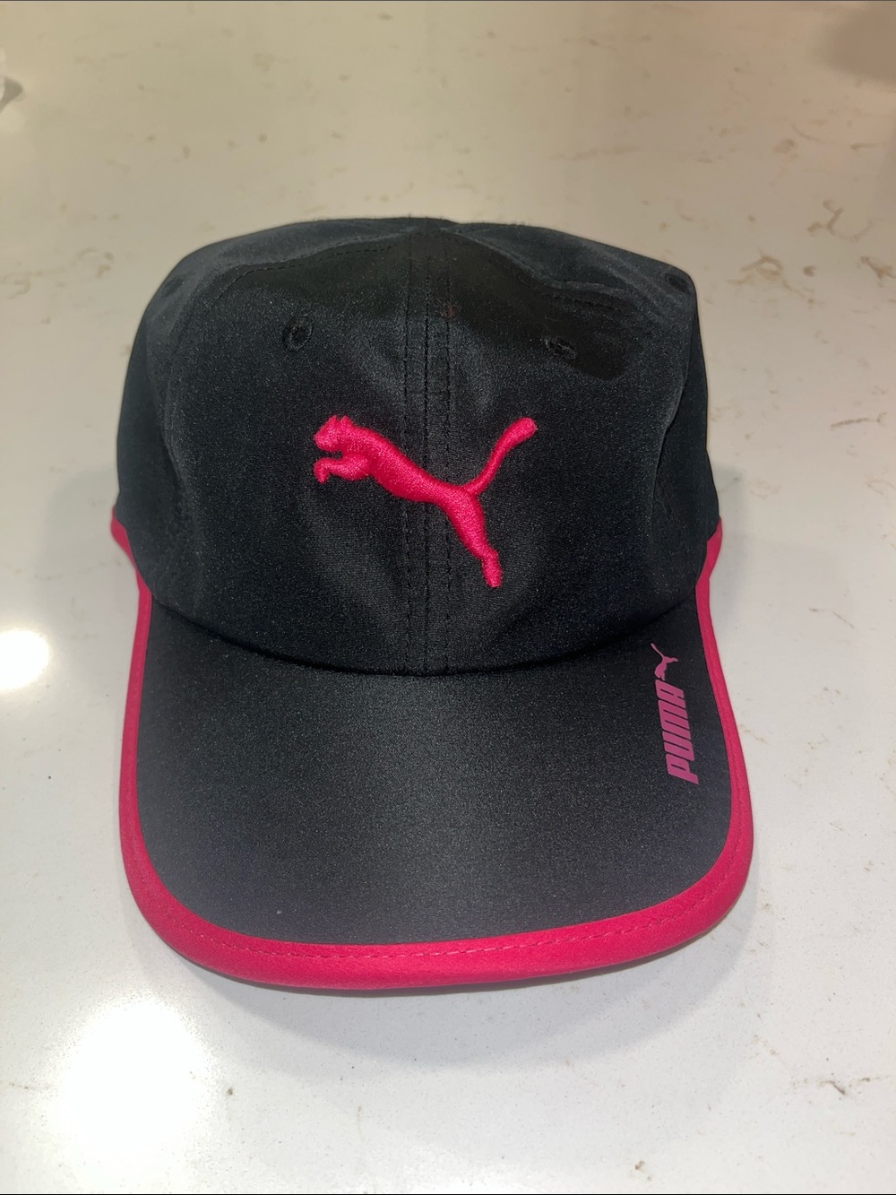Puma Black Cap with Hot Pink Logo and Trim